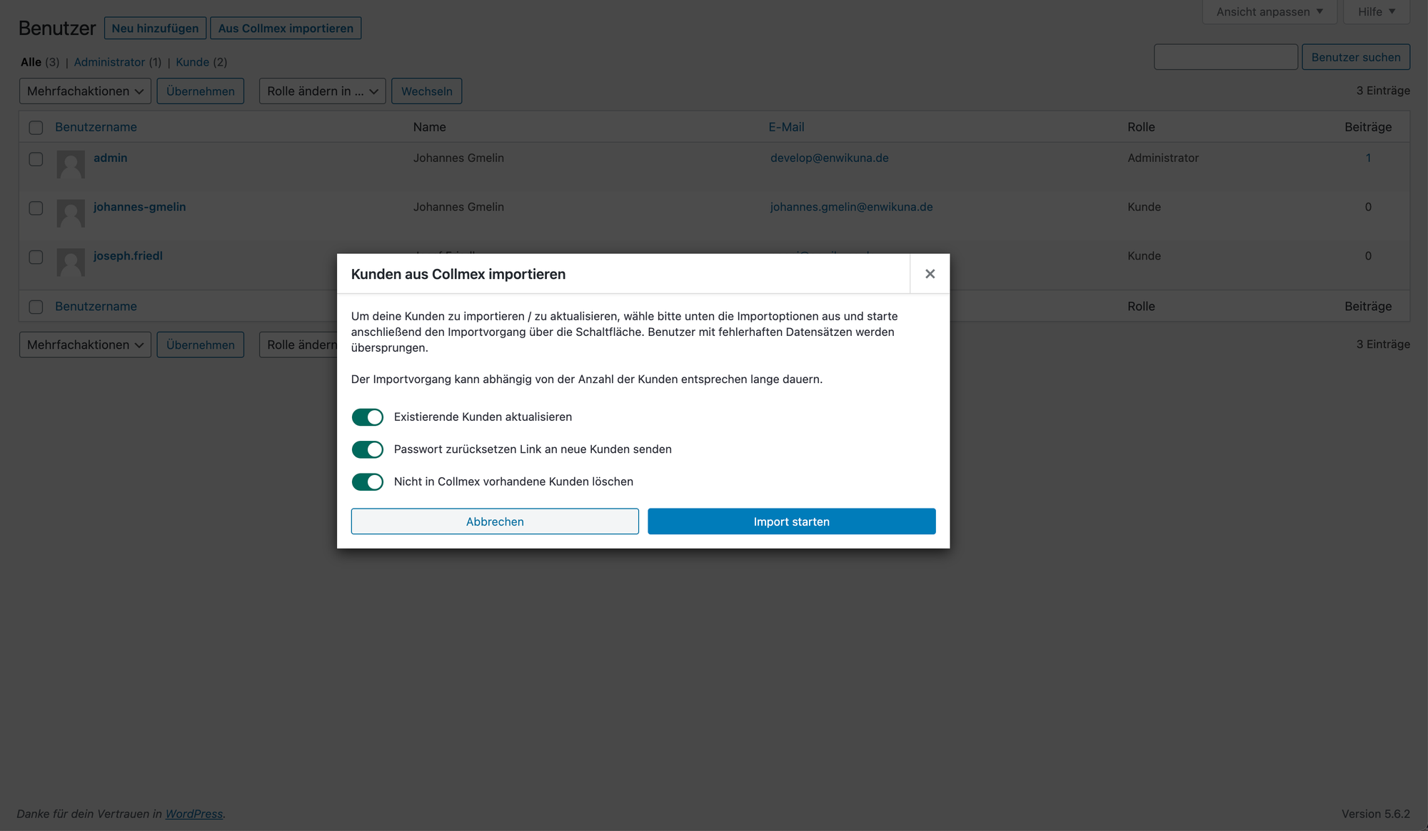 Kundenimport von Collmex nach WooCommerce in WooMex
