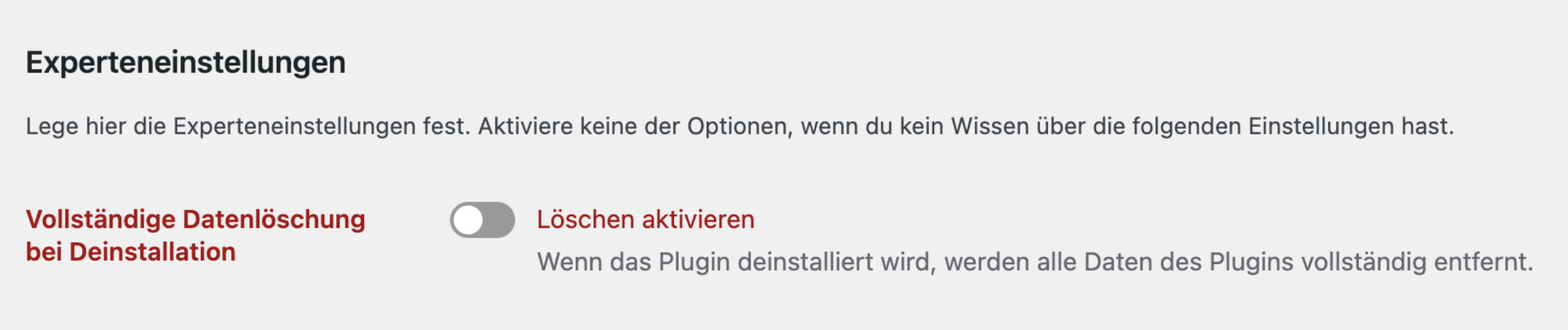 Vollständige Datenlöschung bei Deinstallation