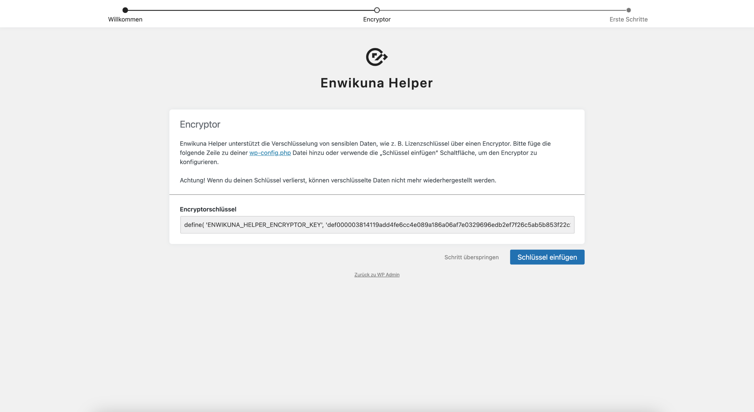Enwikuna Helper Einrichtungsassistent Schritt 2