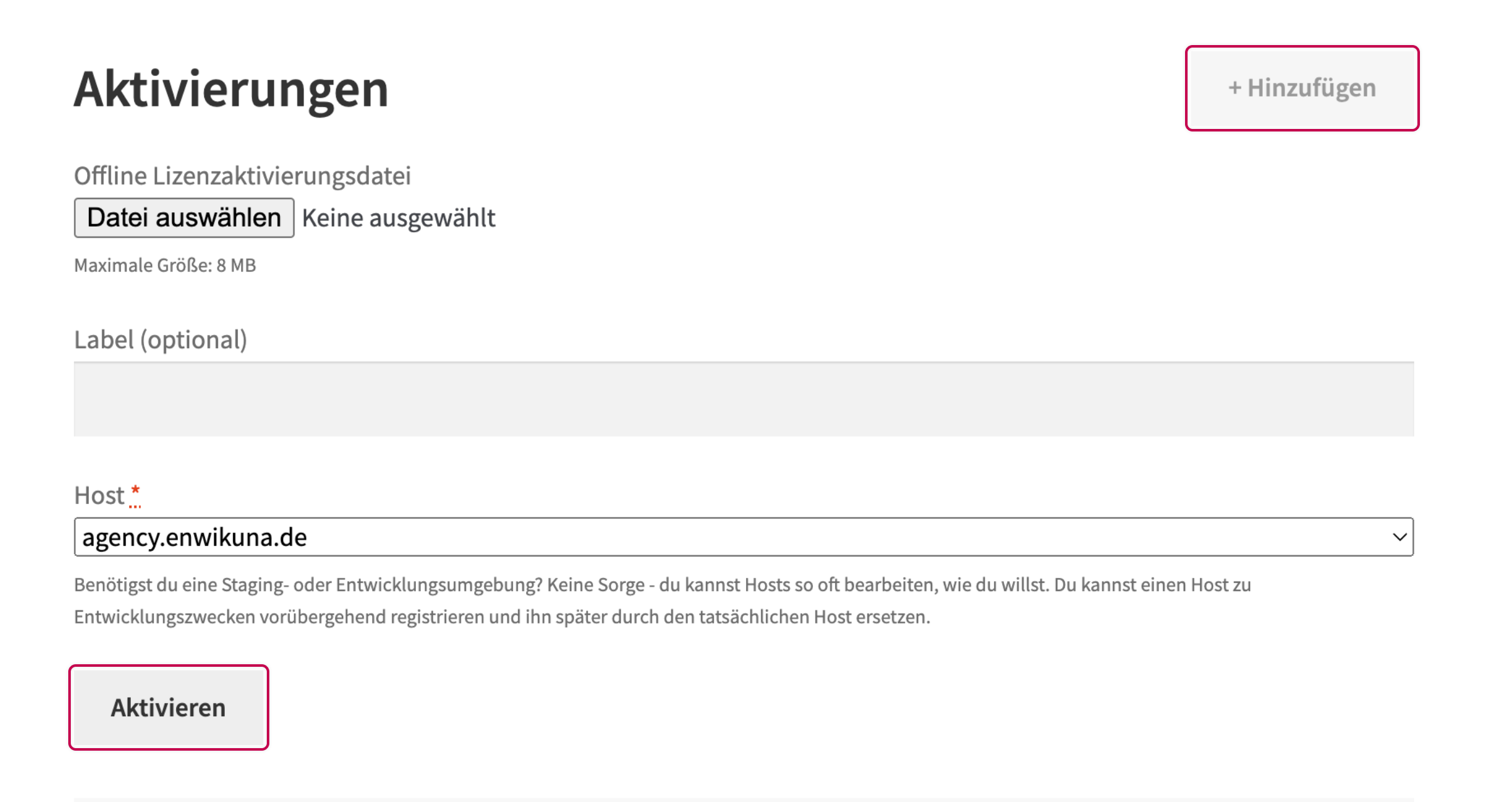Enwikuna License Manager Konto Lizenz aktivieren
