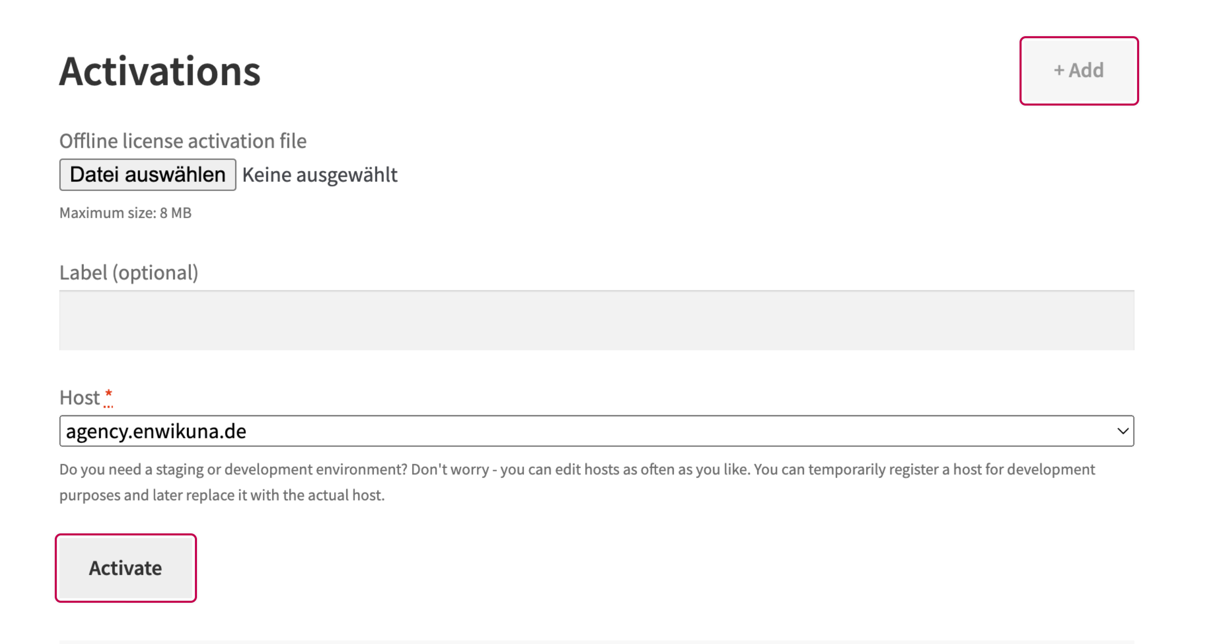 Enwikuna License Manager Konto Lizenz aktivieren