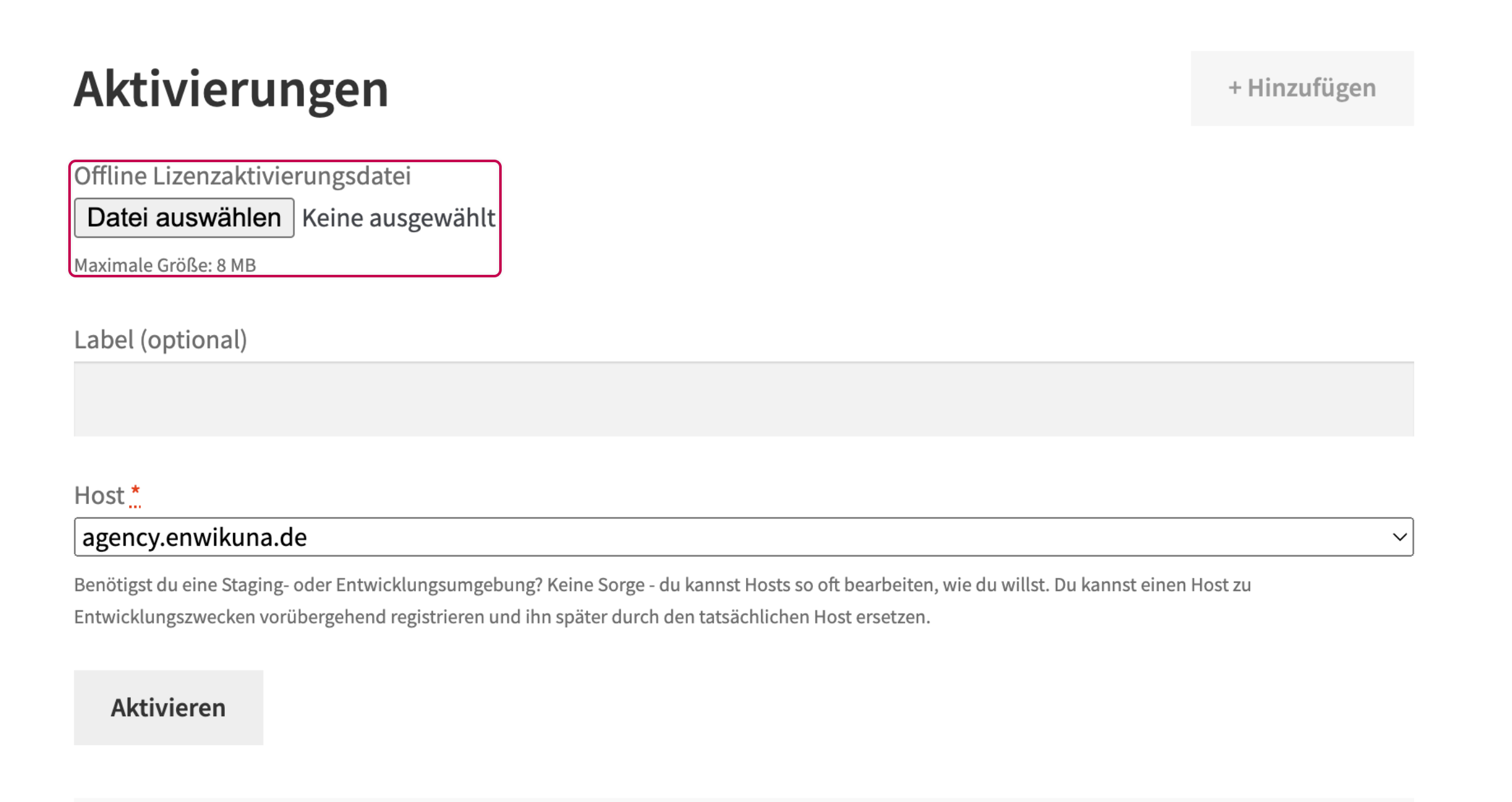 Enwikuna License Manager Konto Lizenz Offline aktivieren