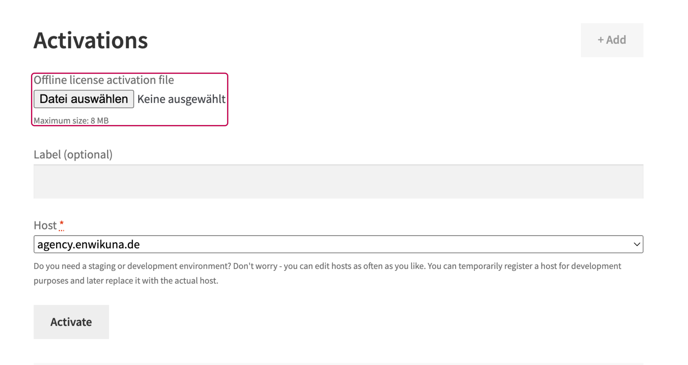Enwikuna License Manager account license offline activate