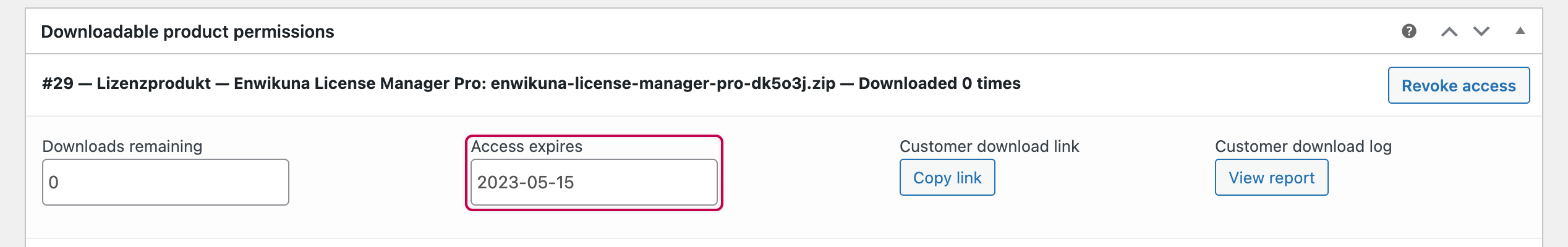 Enwikuna License Manager Ablauf herunterladbarer Produkte