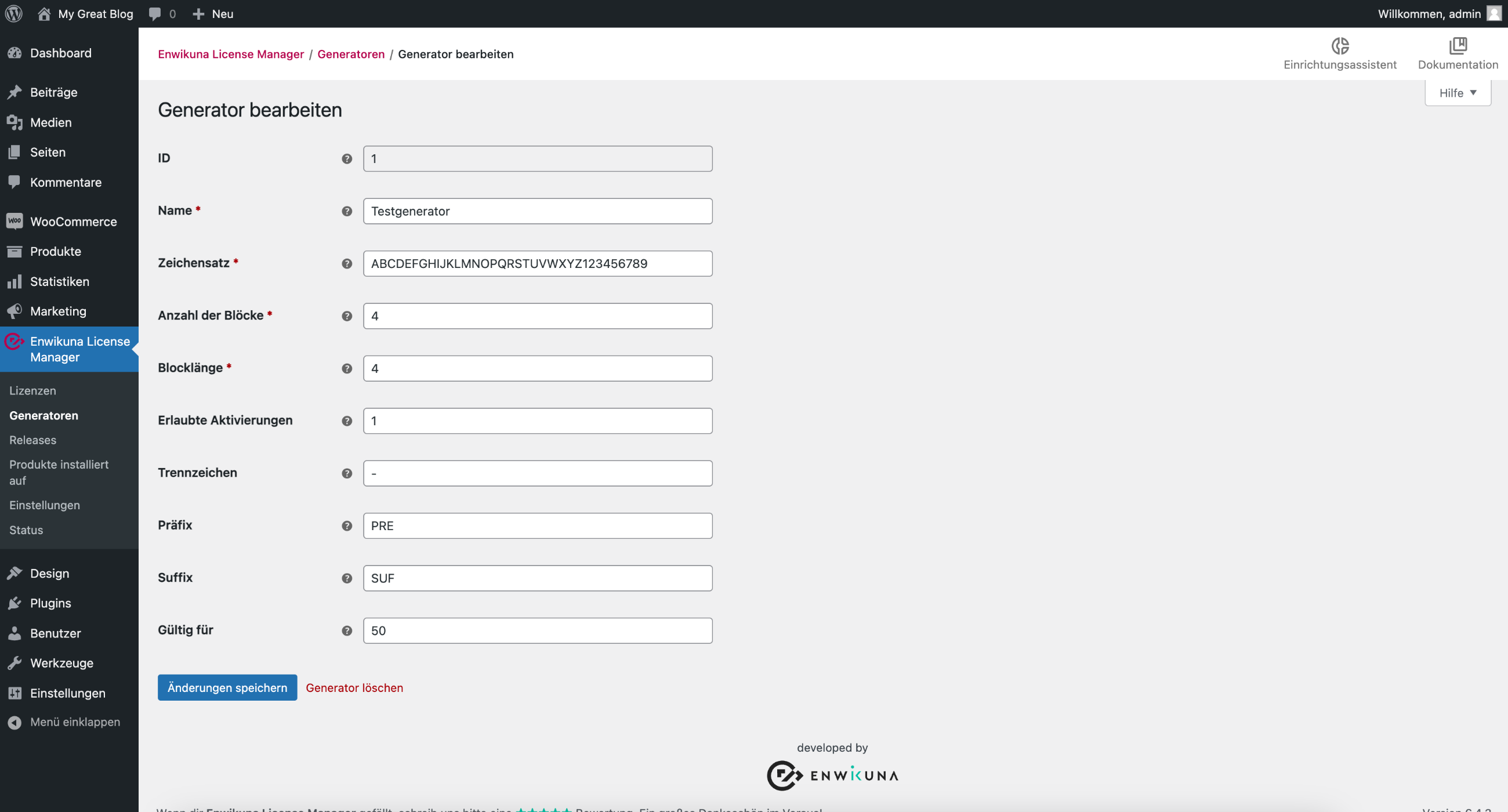 Enwikuna License Manager Generator bearbeiten