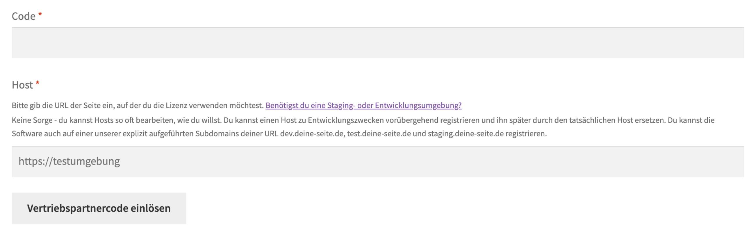 Enwikuna License Manager Vertriebspartnercode einlösen Shortcode