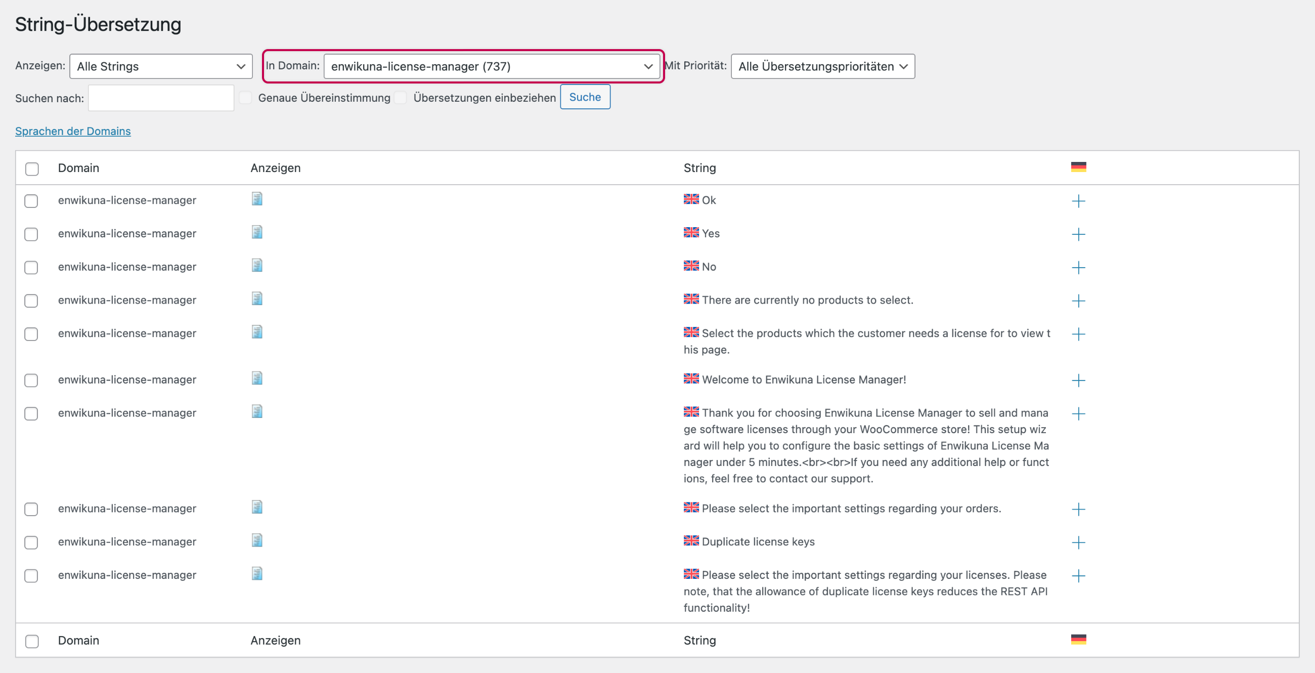 Enwikuna License Manager WPML Plugin Suchergebnis