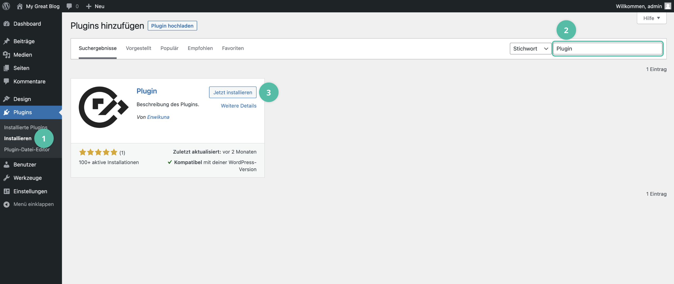 Plugin über die Plugin-Suche installieren