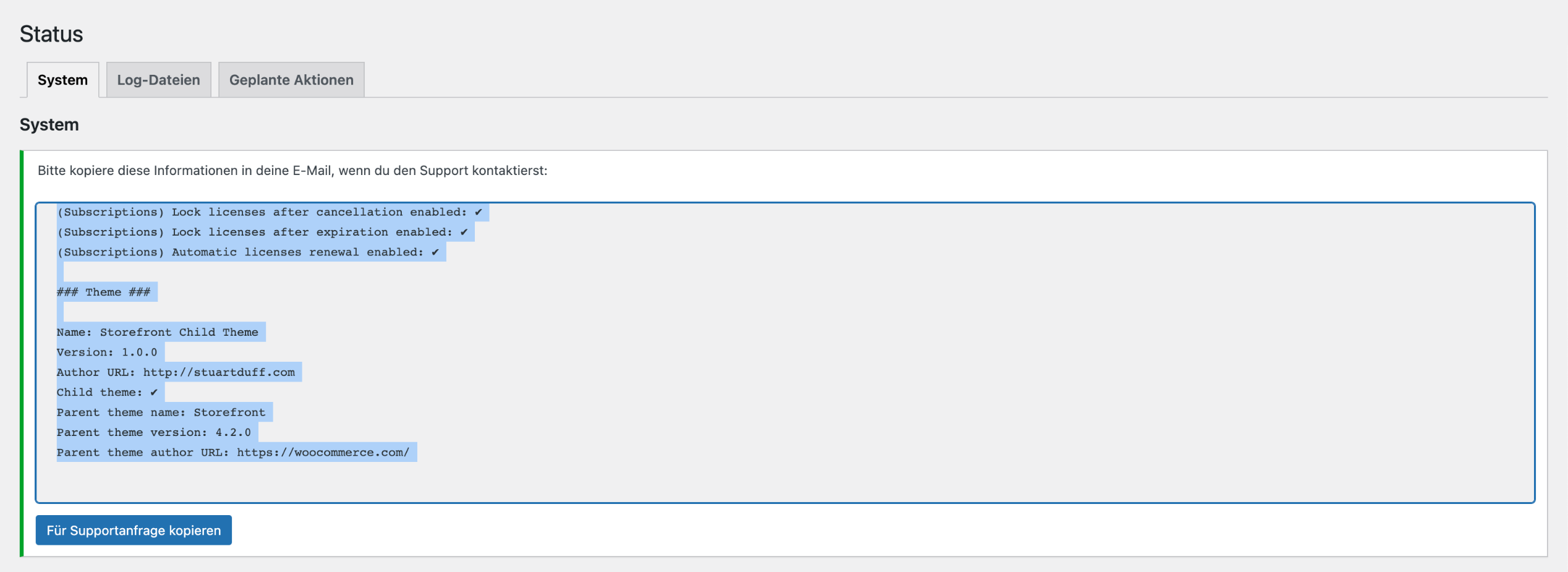 Status Systemreport