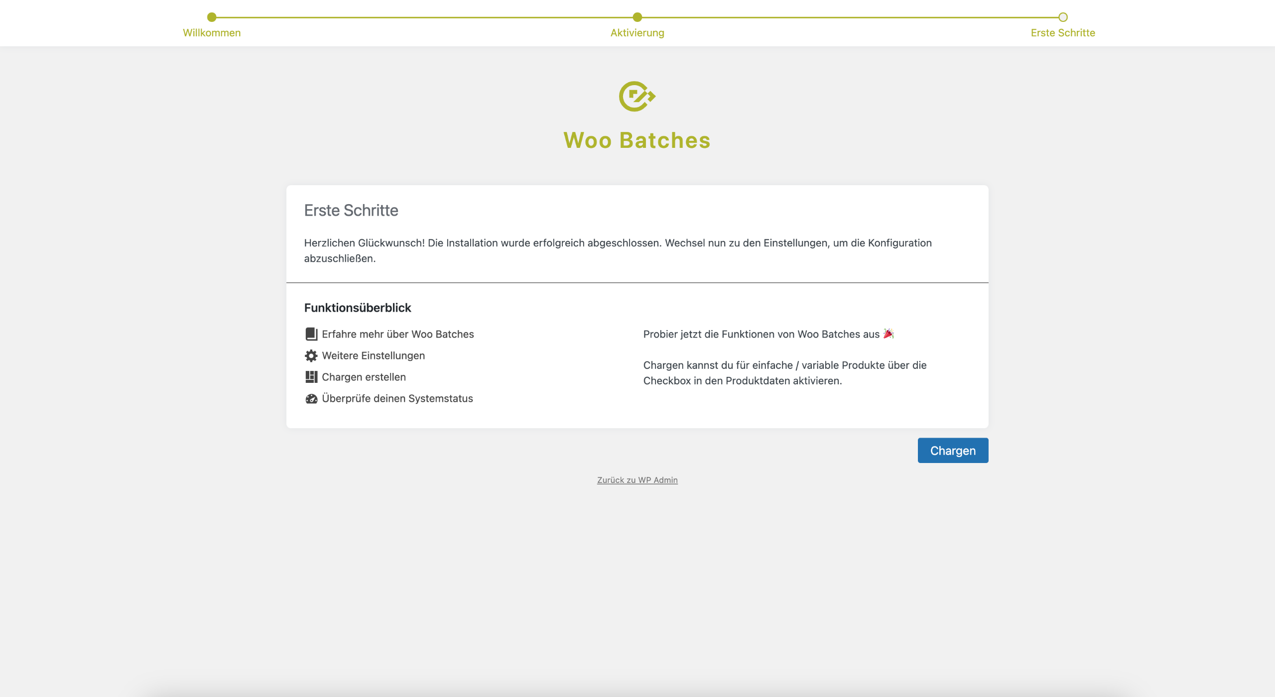 Woo Batches Einrichtungsassistent Schritt 3